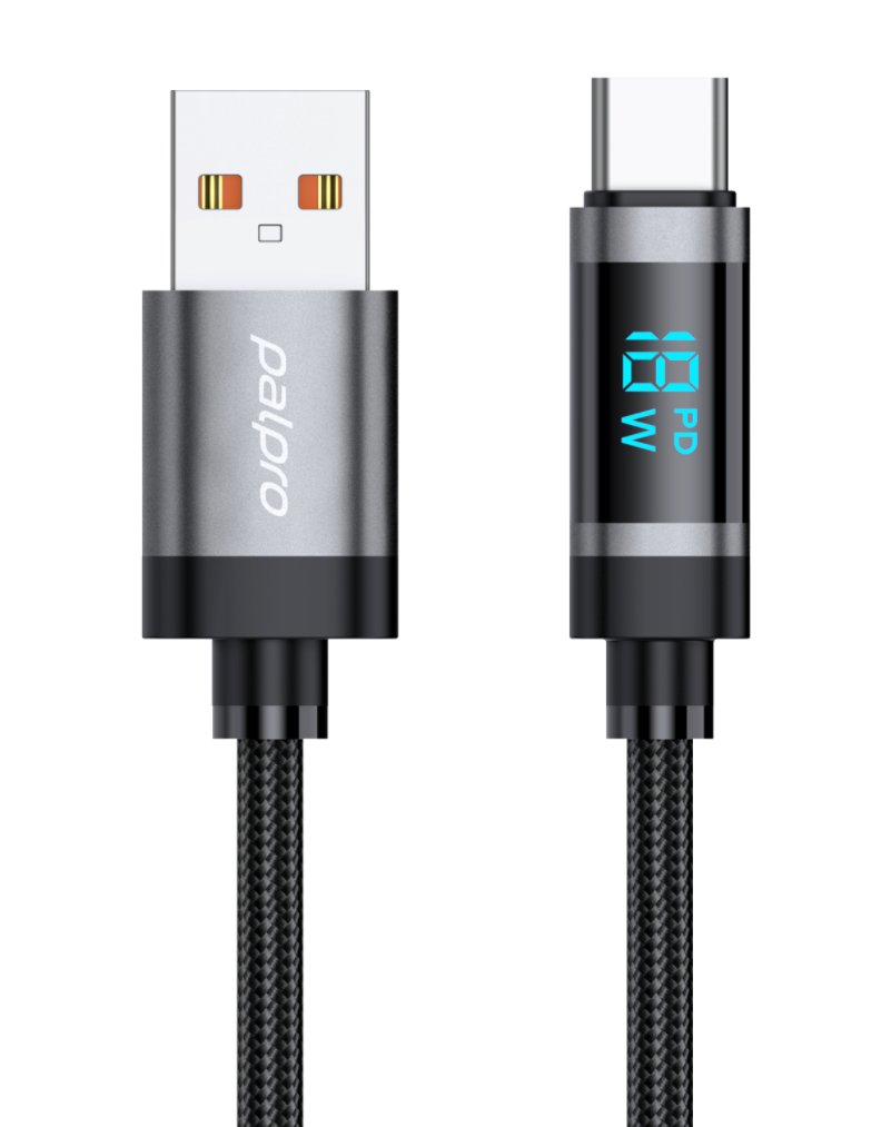 CB02AC USB-A to USB-C Alumium Alloy Braided Charging Cable With Digital Display