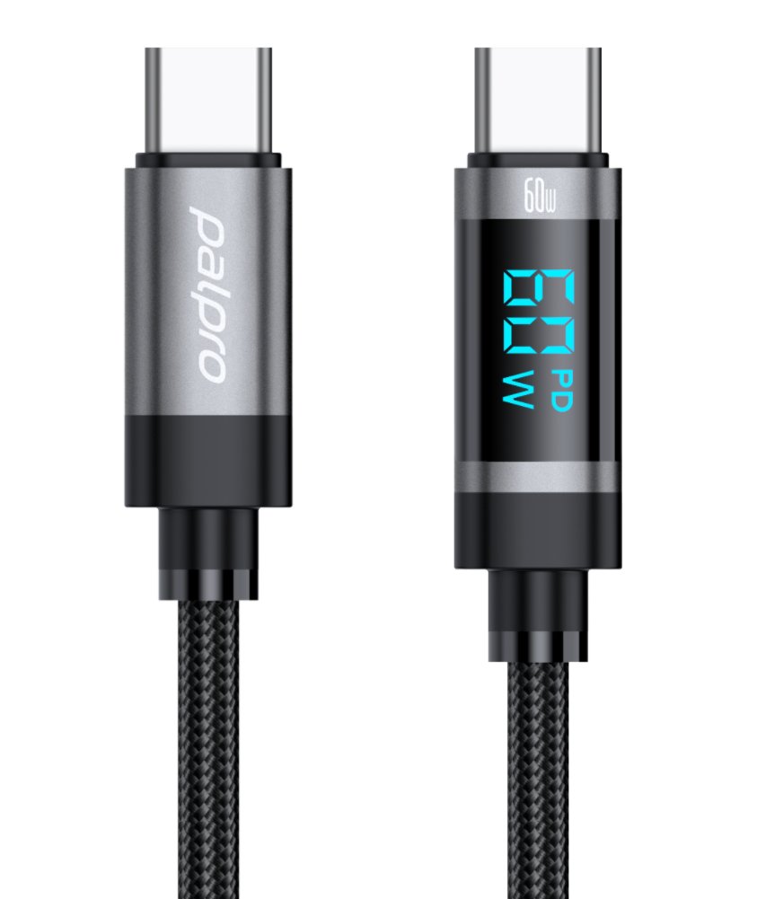 CB02CC USB-C to USB-C Aluminum Alloy Braided Charging Cable With Digital Display